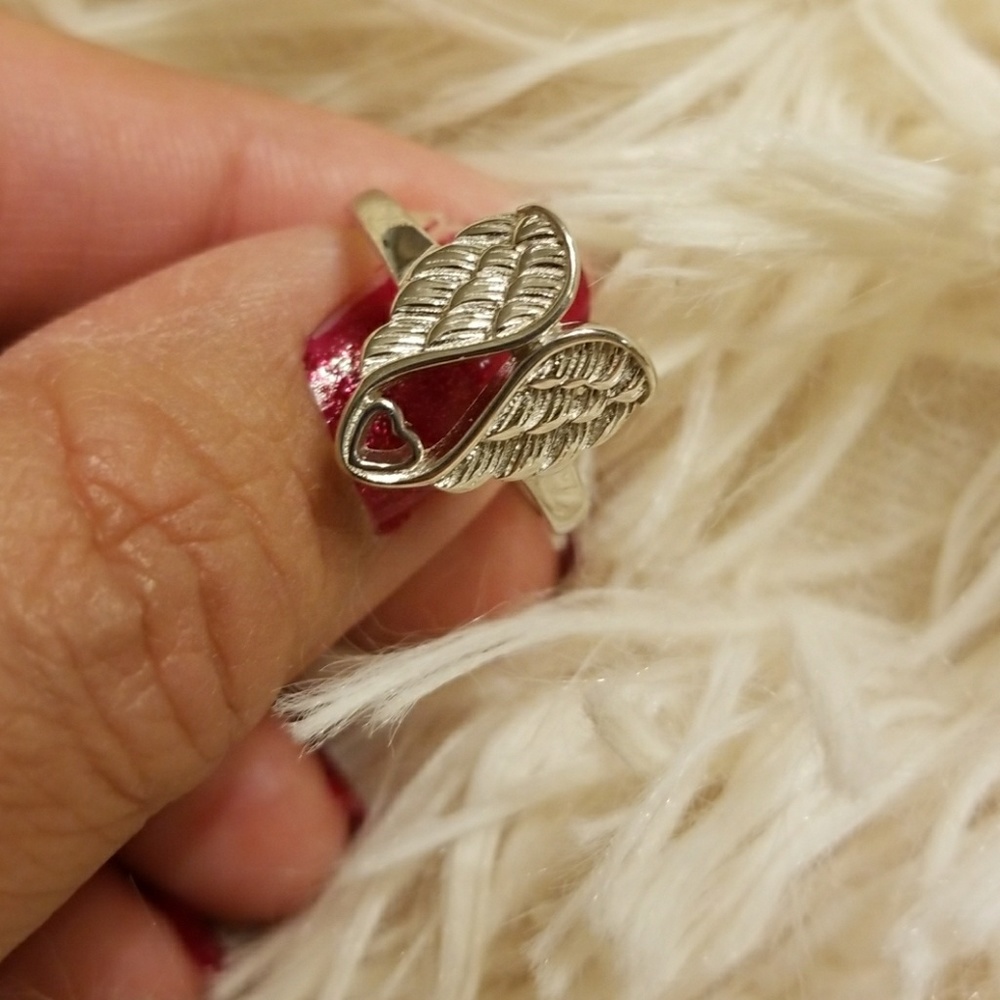 Sterling Silver Angel Wings with heart